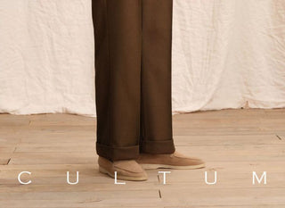 [CULTUM] Double Pleat Straight Leg Trousers