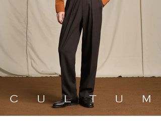 [CULTUM] Wool Blend Double Pleat Tapered Trousers