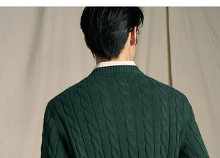 [CULTUM] Ivy Style Cable Knit Crewneck Sweater