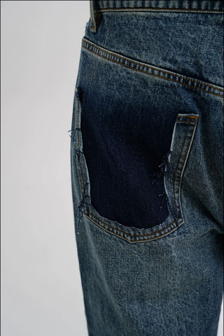 [MASONPRINCE] Distressed High-Waist Denim Jeans