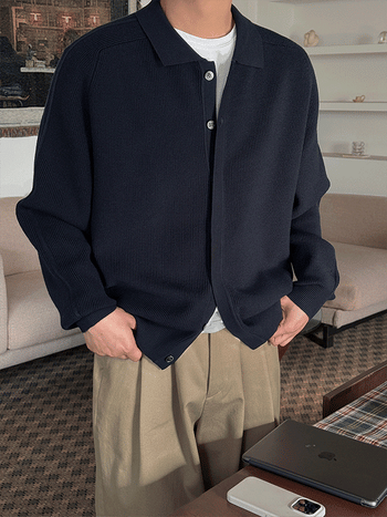 Lehmann Hidden Button Collar Cardigan