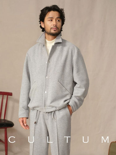 [CULTUM] Knit Collar Snap Button Jacket