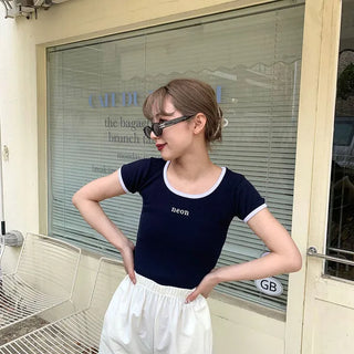 neon ribbed slim T-shirt
