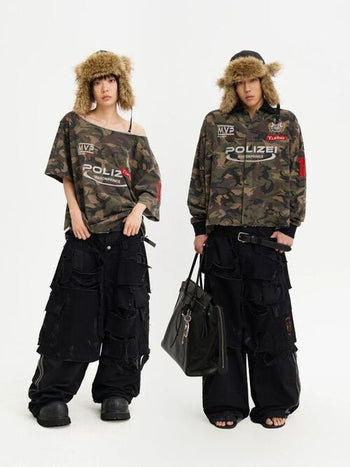 [MASONPRINCE] Camouflage Racing Knit Top