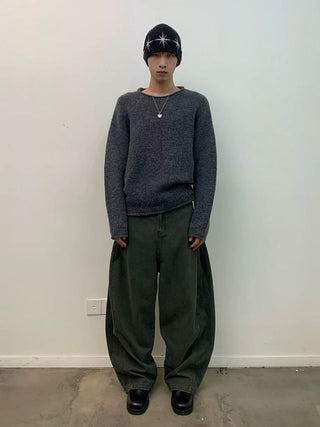 NEVERSEEZ Minimalist Soft Round Neck Sweater