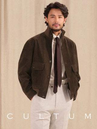 [CULTUM] Italian A1 Flight Suede Bomber Jacket