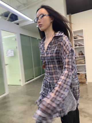 NEVERSEEZ Patchwork Plaid Shirt