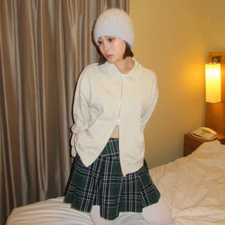 Checked pleated mini skirt