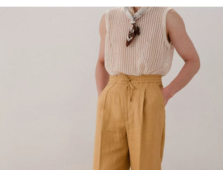 [CULTUM] Linen Drawstring Trousers