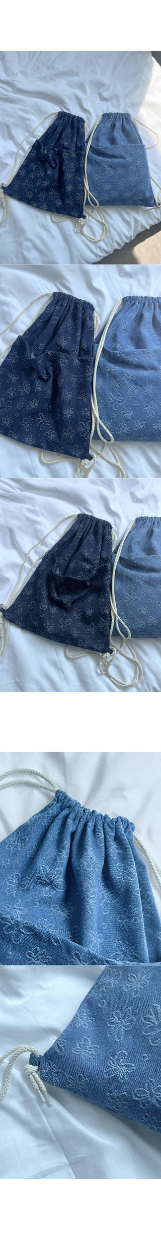 Denim String Knapsack