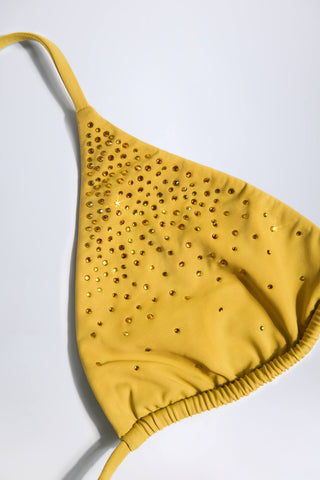 Embellished Triangle Bikini Top in Golden Yellow