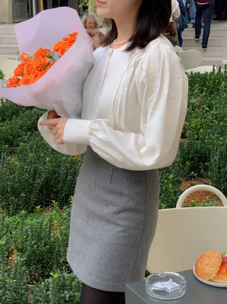 Mare Oversized Pintuck Shirring Puff Blouse