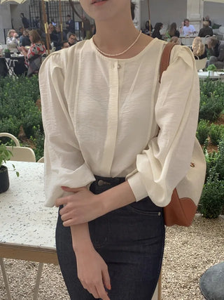 Mare Oversized Pintuck Shirring Puff Blouse
