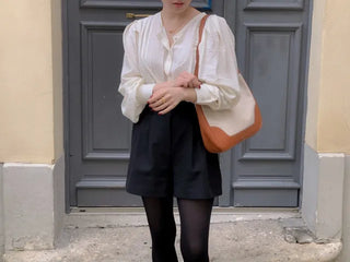 Mare Oversized Pintuck Shirring Puff Blouse