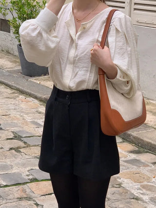 Mare Oversized Pintuck Shirring Puff Blouse