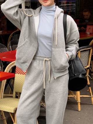 Loose-fit 2-way brushed-back cropped hoodie