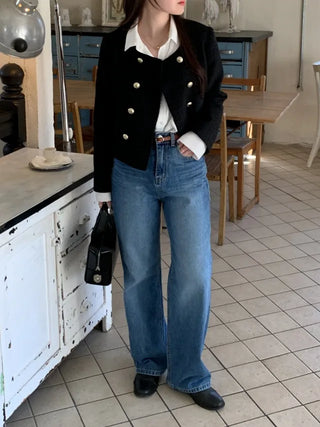 Collarless tweed jacket (2c)