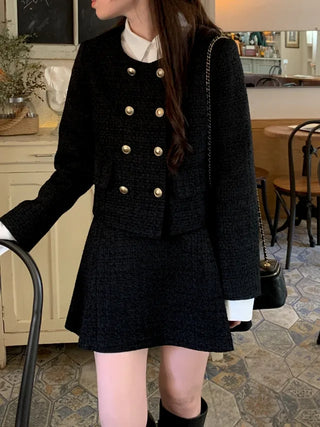 Collarless tweed jacket (2c)