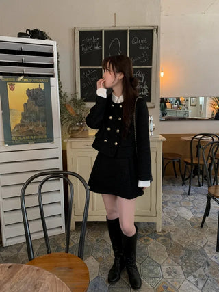 A-line pleated mini tweed skirt (2c)