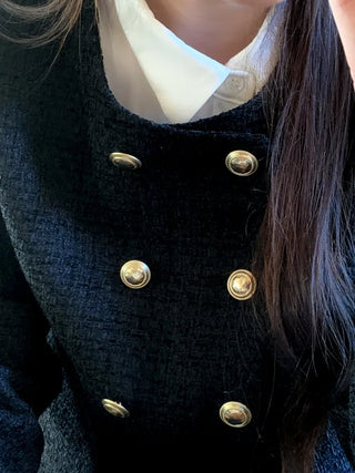 Collarless tweed jacket (2c)