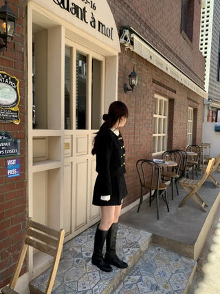 A-line pleated mini tweed skirt (2c)