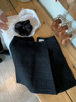 A-line pleated mini tweed skirt (2c)