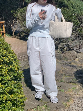 2-Way Wide Nylon Cargo Pants (5cm)