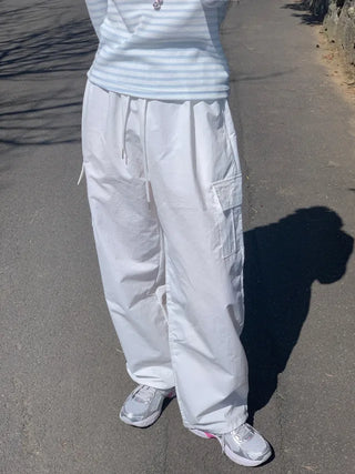 2-Way Wide Nylon Cargo Pants (5cm)