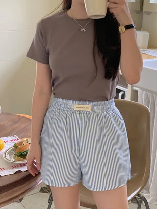 Round cotton modal short-sleeved T-shirt (5cm)