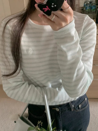 Striped long-sleeved T-shirt (3c)