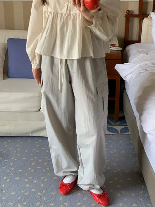 2-Way Wide Nylon Cargo Pants (5cm)