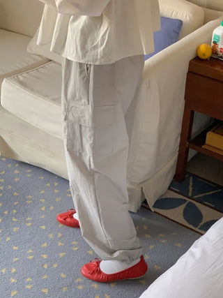2-Way Wide Nylon Cargo Pants (5cm)