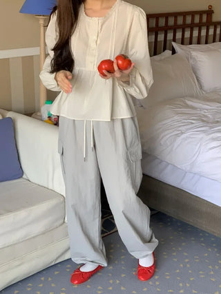 2-Way Wide Nylon Cargo Pants (5cm)