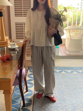 2-Way Wide Nylon Cargo Pants (5cm)