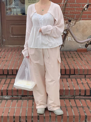 2-Way Wide Nylon Cargo Pants (5cm)