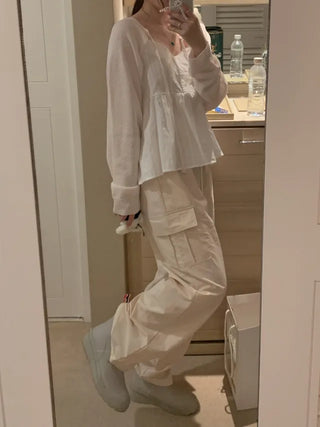 2-Way Wide Nylon Cargo Pants (5cm)
