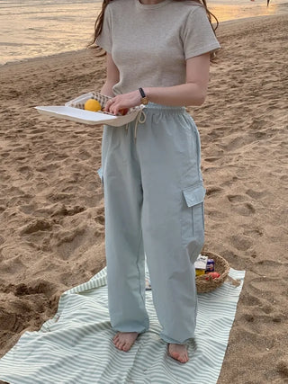 2-Way Wide Nylon Cargo Pants (5cm)