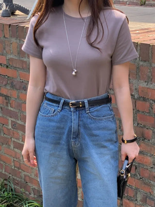 Round cotton modal short-sleeved T-shirt (5cm)