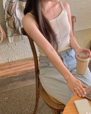 U-neck ribbed sleeveless top (3c)