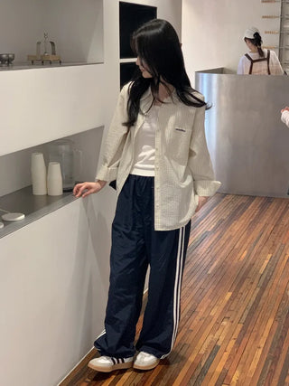 Wide-leg fleece-lined track pants
