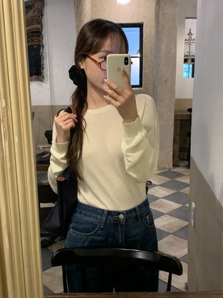 [6 colors] Whole Garment Linen Long Sleeve Knit