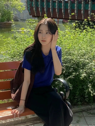 Summer short-sleeved colored knit