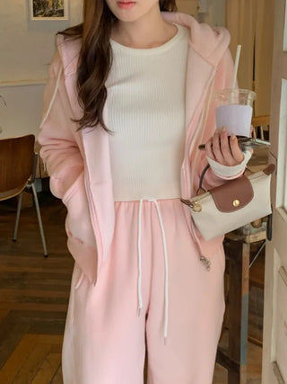 Loose-fit 2-way brushed-back cropped hoodie