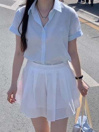 A-line flared mini skirt pants (2c)