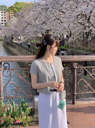 [Lined] H-line long linen skirt (3cm)