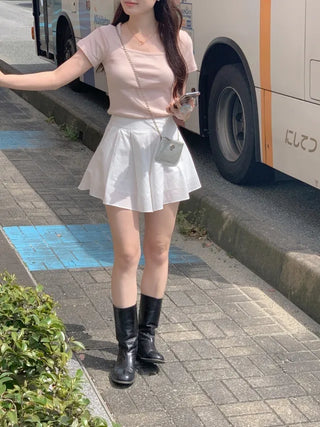 A-line flared mini skirt pants (2c)