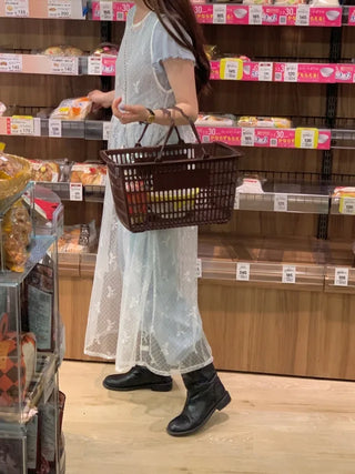 Light denim straight wide pants