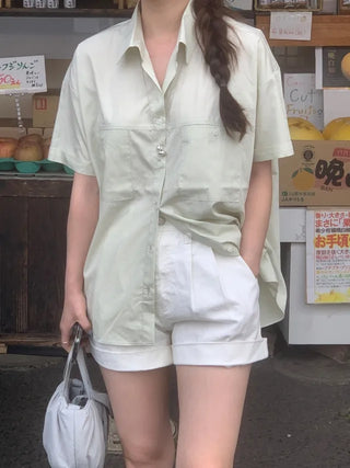 Pocket Loose Fit Short Sleeve Nylon Shirt (4c)