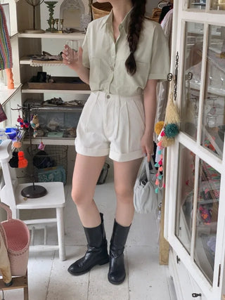 Pocket Loose Fit Short Sleeve Nylon Shirt (4c)