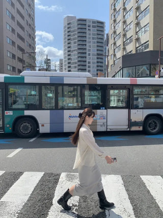 [Lined] H-line long linen skirt (3cm)